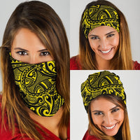 Polynesian Plumeria Tattoo Yellow Unisex Bandana - Polynesian Pride