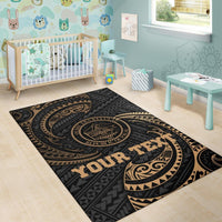 Palau Polynesian Custom Personalised Area Rug - Gold Tribal Wave - Polynesian Pride