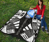 Marshall Islands Premium Quilt - Marshall Islands Seal Polynesian White Tattoo - Polynesian Pride