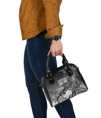 Fiji Shoulder Handbag - Humpback Whale with Tropical Flowers (White) - Polynesian Pride