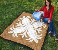 Hawaiian Premium Quilt Royal Pattern - Gold - A2 Style - Polynesian Pride