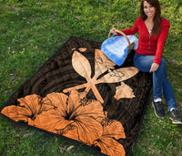 Hawaiian Kanaka Premium Quilt Hibiscus Polynesian Love Orange - Polynesian Pride