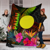 Palau Polynesian Premium Blanket - Hibiscus and Banana Leaves - Polynesian Pride