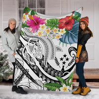 Kosrae Polynesian Premium Blanket - Summer Plumeria (White) - Polynesian Pride