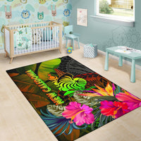 New Caledonia Polynesian Area Rug - Hibiscus and Banana Leaves - Polynesian Pride