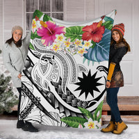 Nauru Polynesian Premium Blanket - Summer Plumeria (White) - Polynesian Pride