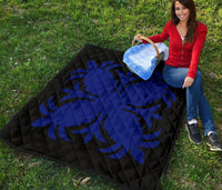 Hawaiian Premium Quilt Royal Pattern - Black And Blue - A2 Style - Polynesian Pride