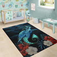 Hawaii Polynesian Honu Sea Hibiscus Rug - Polynesian Pride