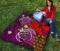 Hawaii Lauhala Hibiscus Polynesian Tropical Pink Premium Quilt - Wake Style - AH - Polynesian Pride