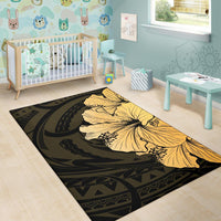 Royal Hibiscus Polynesian Tribal Area Rug Gold AH - Polynesian Pride