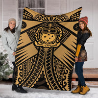 Samoa Polynesian Premium Blanket - Samoa Gold Seal with Polynesian Tattoo - Polynesian Pride