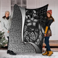 Pohnpei Micronesia Premium Blanket White - Turtle With Hook - Polynesian Pride