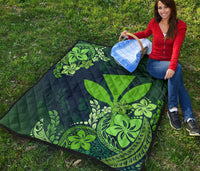 Hawaii Premium Quilt - Green Kanaka Maoli Hibiscus Style - Polynesian Pride