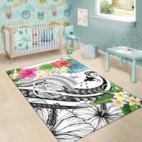 Papua New Guinea Polynesian Area Rug - Summer Plumeria (White) - Polynesian Pride