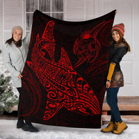 Shark Polynesian Blanket - Polynesian Tattoo Red - Polynesian Pride