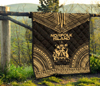 Norfolk Island Premium Quilt - Norfolk Island Coat Of Arms Polynesian Chief Gold Version - Polynesian Pride
