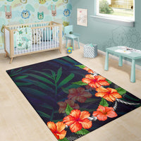 Hibiscus Palm Background Area Rug AH - Polynesian Pride