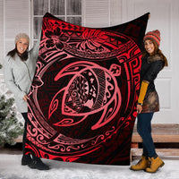 Hawaiian Turtle Polynesian Red Premium Blanket - Polynesian Pride