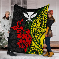 Hawaii Premium Blanket - Polynesian Patterns With Hibiscus Flowers - Polynesian Pride
