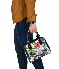 Tahiti Polynesian Shoulder Handbag - Summer Plumeria (White) - Polynesian Pride