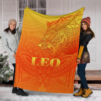 Sun In Leo Zodiac Premium Blanket Polynesian Tattoo Simple - Orange - Polynesian Pride