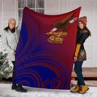 American Samoa Polynesian Premium Blanket - Bald Eagle (Blue - Red) - Polynesian Pride