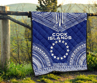 Cook Islands Premium Quilt - Cook Islands Flag Polynesian Chief Blue Version - Polynesian Pride