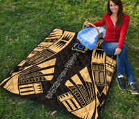 Cook Islands Premium Quilt - Cook Islands Polynesian Gold Tattoo - Polynesian Pride