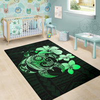 Hibiscus Plumeria Mix Polynesian Turtle Area Rug AH - Polynesian Pride