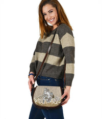 Maori Manaia The Blue Sea Leather Saddle Bag, Golden - Polynesian Pride