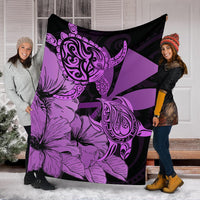 Hawaii Turtle Premium Blanket Polynesian Hibiscus Art Ver 2.0 Pink AH - Polynesian Pride