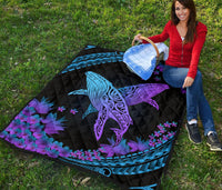 Hawaii Whale Polynesian Hibiscus Premium Quilt - Lae Style - Polynesian Pride