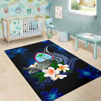 Guam Polynesian Area Rug - Turtle With Plumeria Flowers - Polynesian Pride