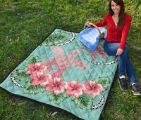 Hawaii Tropical Hibiscus Turtle Mint Style - Premium Quilt AH - Polynesian Pride