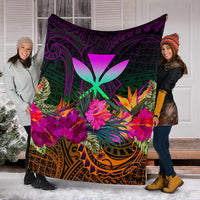 Polynesian Hawaii Kanaka Maoli Premium Blanket - Summer Hibiscus - Polynesian Pride