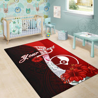 Yap Micronesia Custom Personalised Area Rug - Coat Of Arm With Hibiscus - Polynesian Pride
