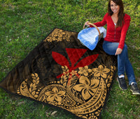 Hawaii Premium Quilt - Red Kanaka Maoli & Yellow Hibiscus Style - Polynesian Pride