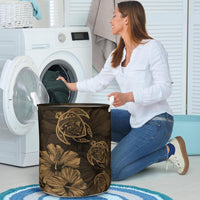 Hibiscus Turtles Hawaii Laundry Basket Gold AH - Polynesian Pride