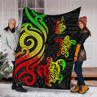 New Caledonia Premium Blanket - Reggae Tentacle Turtle - Polynesian Pride