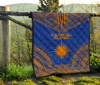 Marshall Islands Premium Quilt - Marshall Islands Flag Polynesian Chief BLue Version - Polynesian Pride