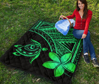 Hawaii Quilt - Hawaii Turtle Plumeria Quilt Green - Polynesian Pride