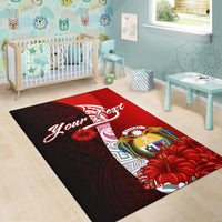 Nauru Polynesian Custom Personalised Area Rug - Coat Of Arm With Hibiscus - Polynesian Pride