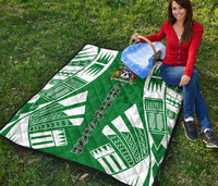 Norfolk Island Premium Quilt - Norfolk Island Coat Of Arms Polynesian White Tattoo (Green) - Polynesian Pride