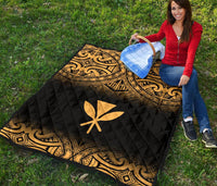 Hawaii Premium Quilt - Gold Kanaka Maoli Polynesian Tattoo & Black Frog - Polynesian Pride