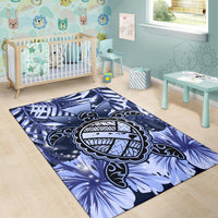 Hawaii Turtle Hibiscus Blue Rug - Hac Style - AH - Polynesian Pride