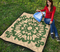 Hawaiian Quilt Turtle Pattern New Gold Premium Quilt - Skin Style - AH - Polynesian Pride