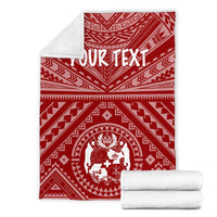 Tonga Personalised Premium Blanket - Tonga Seal With Polynesian Tattoo Style (Red) - Polynesian Pride
