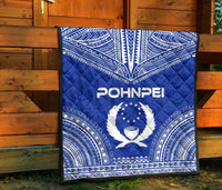 Pohnpei Premium Quilt - Pohnpie Flag Polynesian Chief Blue Version - Polynesian Pride