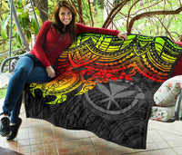 Hawaii Polynesian Premium Quilt - Kanaka Maoli & Reggae Turtle Hibiscus - Polynesian Pride