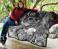Pohnpei Custom Personalised Premium Quilt - Humpback Whale with Tropical Flowers (White) - Polynesian Pride